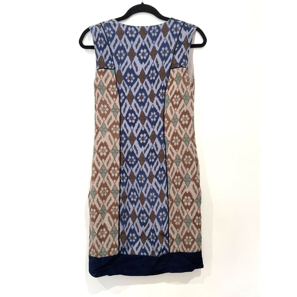 Anthropologie 100% Silk "Spliced Ikat Shift" Dress $168 Size 0 No Belt - Picture 4 of 6